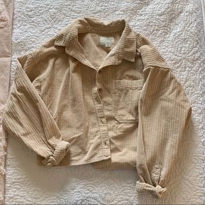 American Eagle tan corduroy cropped button up